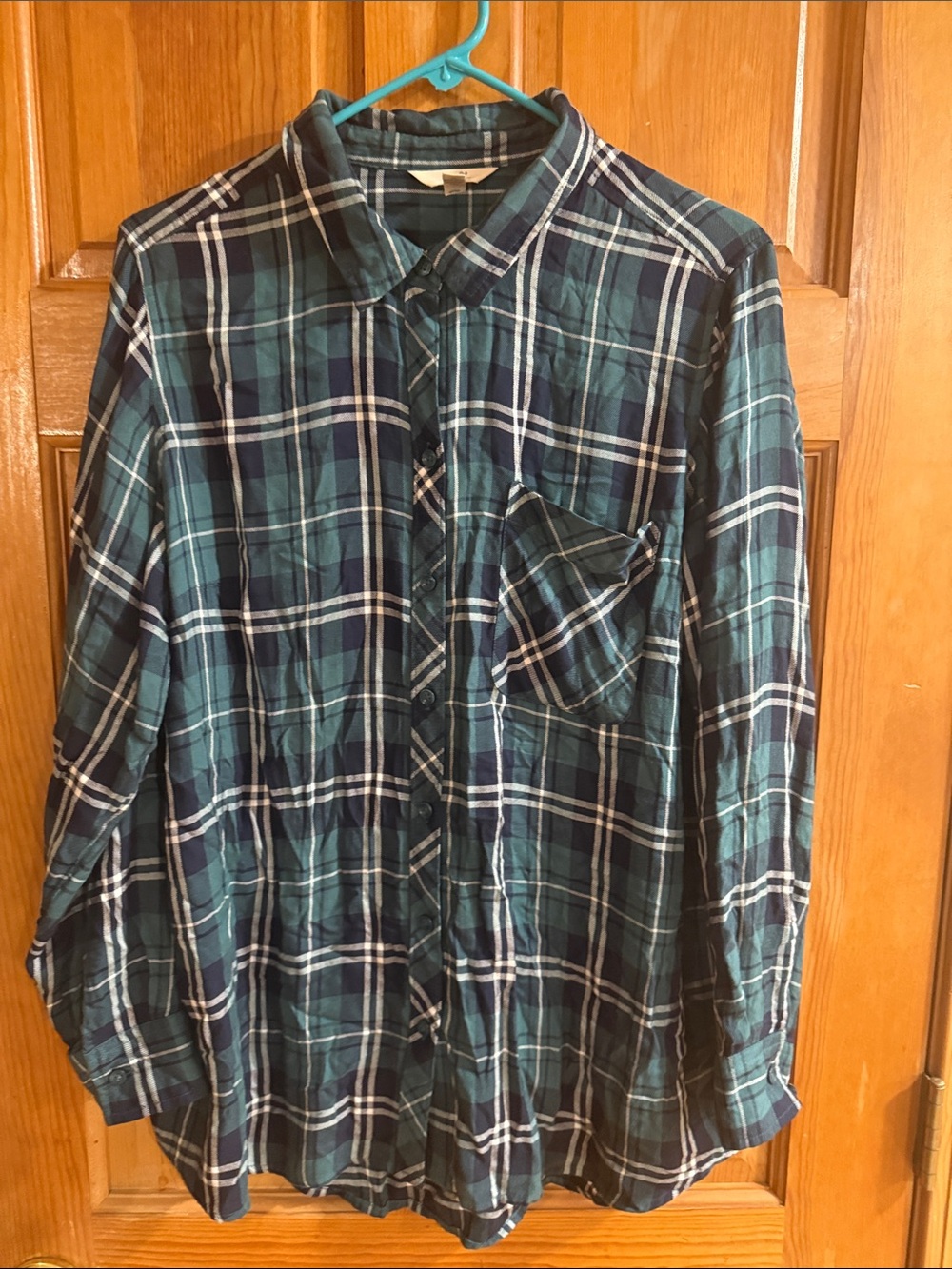 Terra &sky plaid button down shirt size 1X .